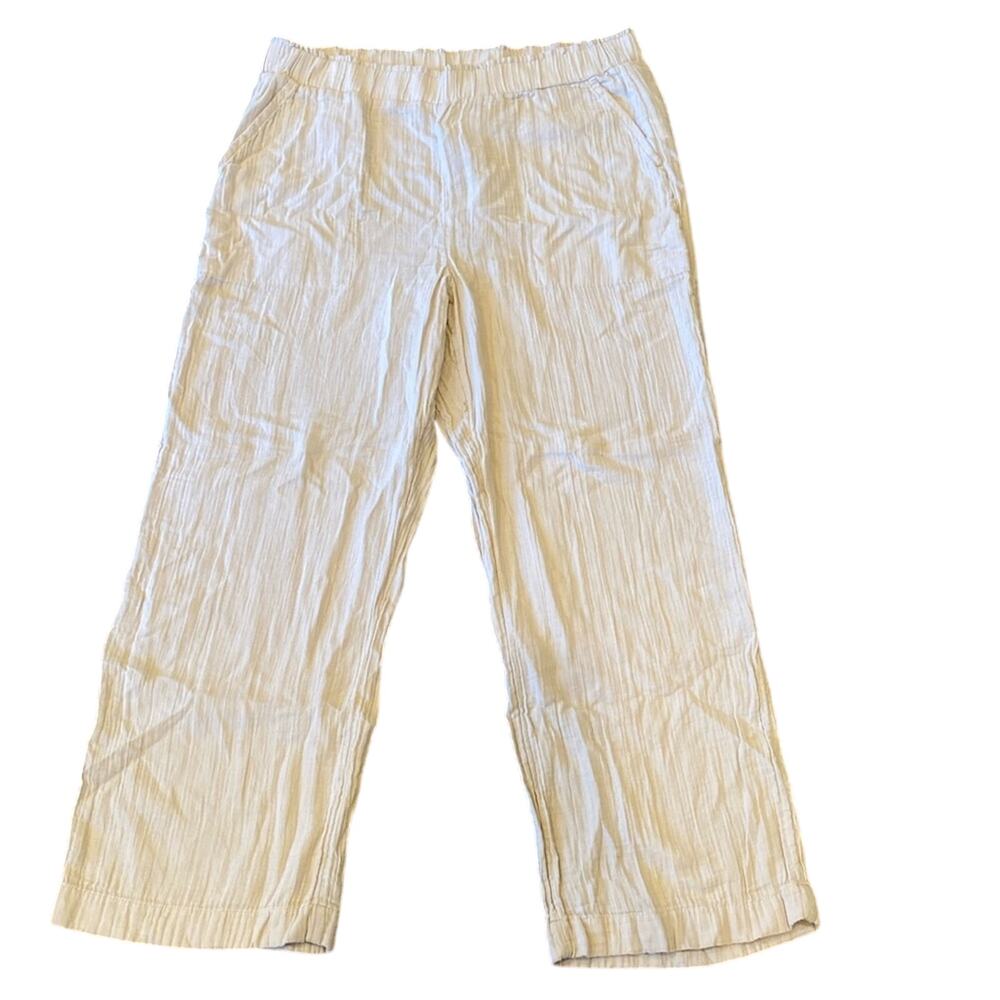 NWT GAP Women's Mid Rise Gauze Wide Leg Pull On Pant Beige Size XL - Picture 2 of 10
